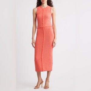 Hugo BOSS Fovina Knitted Tweed Sleevless Dress Coral S/M SoldOut HOT!